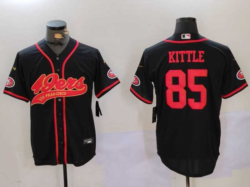 Mens San Francisco 49ers #85 George Kittle Black With Patch Cool Base Stitched Baseball Jerseys